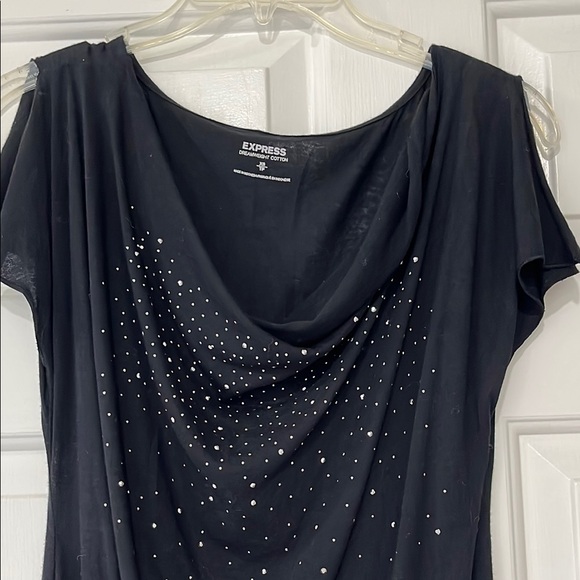 Express Black Embellished Flutter Sleeve Top - Picture 5 of 8